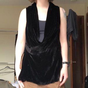 Rick Owens Mastodon 2016 Black Velvet Wrap Vest